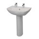 Atlas Geo 550mm 2 Taphole Basin with Full Pedestal