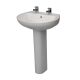 Atlas 550mm Pro Thin Lipped 2 Taphole Basin with Atlas Smooth Full Pedestal