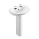 Atlas Smooth 550mm 2 Taphole Basin with Full Pedestal