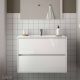 Salgar Noja 2 Drawer 910mm Vanity Unit (Gloss White) and 1 Taphole Basin