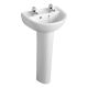 Ideal Standard Sandringham 21 450mm 2 Taphole Basin with Full Pedestal