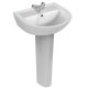 Ideal Standard Sandringham 21 500mm 1 Taphole Basin with Full Pedestal with Overflow (no chain)