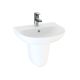 Anna Thin Lipped 550mm 1 Taphole Round Basin with Semi-Pedestal