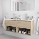 Salgar Noja 1200mm Wall Hung 2 Drawers Open Shelf Vanity (Oak Caledonia) with 2 Basins