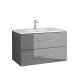 Acuario 800mm 2 Drawer Wall Hung Compact Vanity and Basin (Gloss Grey)