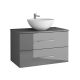 Acuario Plus 800mm 2 Drawer Wall Hung Vanity and Matching Countertop without Basin (Gloss Grey)