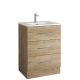 Acuario Plus 600mm 3 Drawer Floor Standing Vanity and Basin (Natural Oak)
