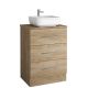 Acuario Plus 600mm 3 Drawer Floor Standing Vanity and Countertop without Basin (Natural Oak)