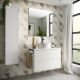 Optimus 800mm 2 Drawer Wall Hung Vanity (Matt White) with Pre-drilled Countertop & Lisboa Basin