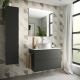 Optimus 800mm 2 Drawer Wall Hung Vanity (Matt Black) with Pre-drilled Countertop & Lisboa Basin
