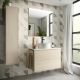 Optimus 800mm 2 Drawer Wall Hung Vanity (Nordick Oak) with Pre-drilled Countertop & Lisboa Basin