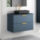 Dublin 800mm Wall Hung Vanity with Countertop & Brushed Brass Handles (Midnight Blue)
