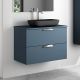 Dublin 800mm Wall Hung Vanity with Countertop & Chrome Handles (Midnight Blue)