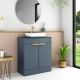 Galway 500mm 2 Door Floor Standing Vanity and Countertop with Brass Handles (Midnight Blue)