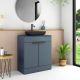 Galway 500mm 2 Door Floor Standing Vanity and Countertop with Black Handles (Midnight Blue)
