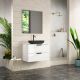 Dublin 800mm 2 Drawer Wall Hung Vanity with Matching Countertop and Black Handles without Basin (Gloss White)