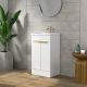 Galway 500mm 2 Door Floor Standing Vanity and Basin with Brushed Handles (White Gloss)