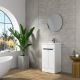 Galway 500mm 2 Door Floor Standing Vanity and Basin with Black Handles (White Gloss)