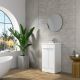Galway 500mm 2 Door Floor Standing Vanity and Basin with Chrome Handles (White Gloss)
