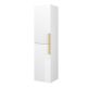 Dublin/Galway 1400mm 2 Door Tall Storage Unit with Brushed Brass Handles (White Gloss)