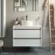 Salgar Attila 800mm 2 Drawer Wall Hung Vanity Unit with Pre-Drilled Countertop & Lisboa Basin (Matt White)
