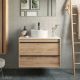 Salgar Attila 800mm 2 Drawer Wall Hung Vanity Unit with Pre-Drilled Countertop & Lisboa Basin (Ostippo Oak)
