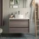 Salgar Attila 800mm 2 Drawer Wall Hung Vanity Unit with Pre-Drilled Countertop & Lisboa Basin (Eternity)