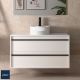 Salgar Attila 1000mm 2 Drawer Wall Hung Vanity Unit with Pre-Drilled Countertop & Lisboa Basin (Matt White)