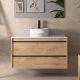Salgar Attila 1000mm 2 Drawer Wall Hung Vanity Unit with Pre-Drilled Countertop & Lisboa Basin (Ostippo Oak)