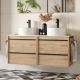 Salgar Attila 1200mm 2 Drawer Wall Hung Vanity Unit with Pre-Drilled Countertop & Lisboa Basin (Ostippo Oak)