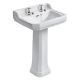 New Waverley 560mm 2 Taphole Basin & Full Pedestal (White)