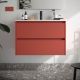 Salgar Noja 1000mm 2 Drawer Wall Hung Vanity and Basin (Satin Red)