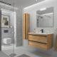 Attila 1000mm 2 Drawer Wall Hung Vanity and Basin (African Oak)