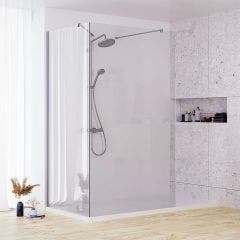 Rosery Nova Series S Wetroom Showerwall & Side Panel with Angled Stabilising Bar