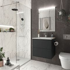 Salgar Optimus 600mm 2 Drawer Wall Hung Vanity and Basin (Matt Black)