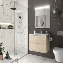 Salgar Optimus 600mm 2 Drawer Wall Hung Vanity and Basin (Nordick Oak)