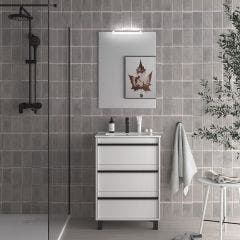 Attila 600mm Floor Standing 3 Drawer Vanity & 1 Taphole Basin (Gloss White)