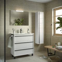 Attila 800mm Floor Standing 3 Drawer Vanity & 1 Taphole Basin (Gloss White)