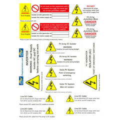 Solar Photovoltaic Safety Label Sheet