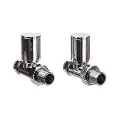 15mm Straight Round Head Chrome Radiator Valve (Pair)