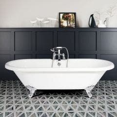 Double End Freestanding Bath with 2 Tapholes & Traditional Feet