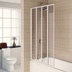 Aqualux 1400x840mm 4 Fold Bath Screen (White)
