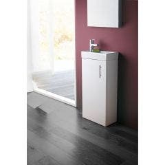 Minimalist 400mm 1 Door Cloakroom Vanity Base Unit (White)