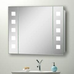 Vega Steel 600x600mm LED Mirror Cabinet with Demister & Shaver