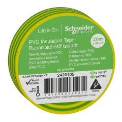 20m x 19mm Green/Yellow Insulating Tape