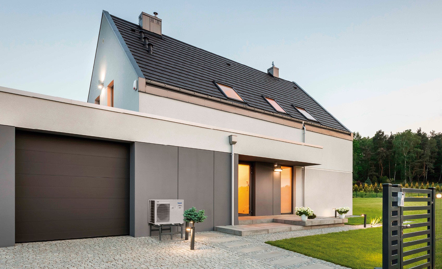 House fitted with a Panasonic air to water heat pump